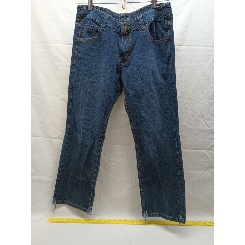 SurPlus Men's Size 34x30 Blue Denim Jeans 100% Cotton Straight Skulls On Pockets